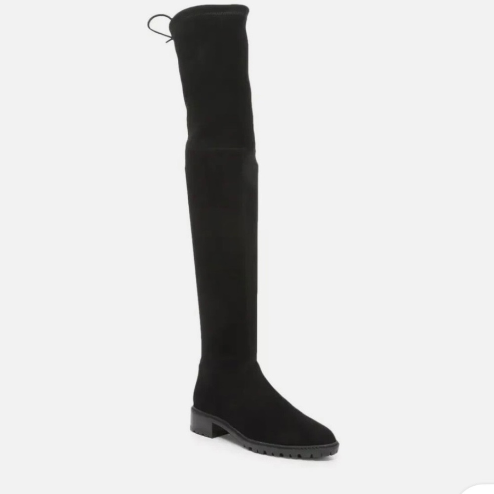 Stuart Weitzman Sz 9  Womens City OTK Boots Black Stretch Suede Leather $950!